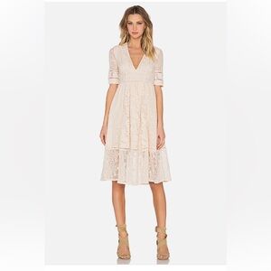 Free People “Mountain Laurel" Lace Crochet Midi in blush